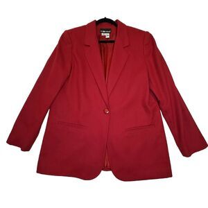 SAG HARBOR Vintage Red Wool Blazer Jacket Single Breast Christmas Lined Women 14